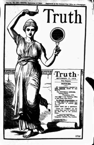 cover page of Truth published on September 17, 1913