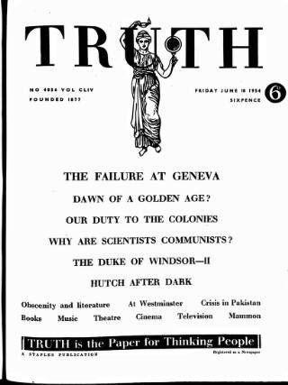 cover page of Truth published on June 18, 1954