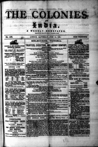 cover page of Colonies and India published on June 18, 1881