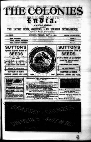 cover page of Colonies and India published on May 4, 1883