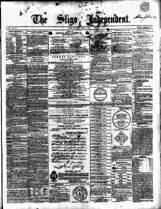 cover page of Sligo Independent published on June 18, 1864