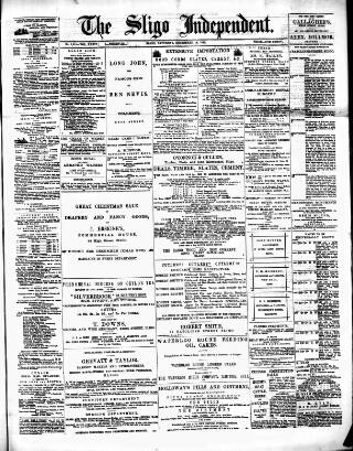 cover page of Sligo Independent published on December 14, 1889