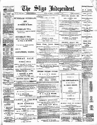 cover page of Sligo Independent published on September 17, 1898