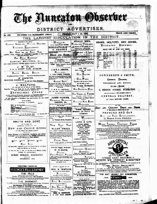 cover page of Nuneaton Observer published on May 4, 1883