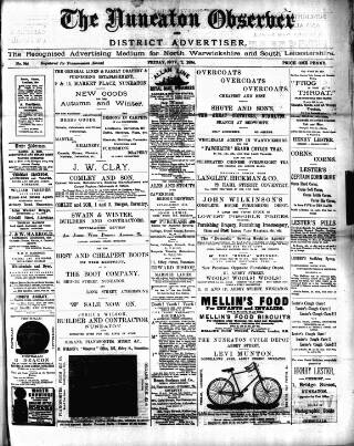 cover page of Nuneaton Observer published on November 2, 1894
