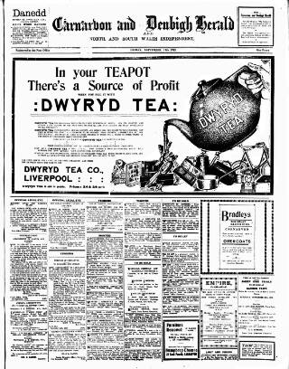 cover page of Caernarvon & Denbigh Herald published on September 17, 1915
