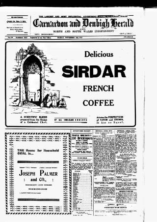 cover page of Caernarvon & Denbigh Herald published on November 2, 1917