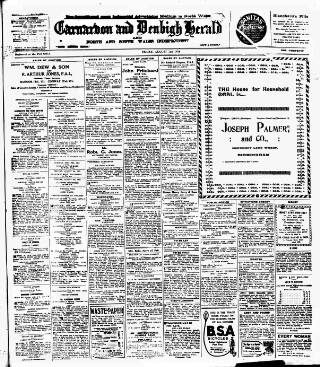 cover page of Caernarvon & Denbigh Herald published on August 2, 1918