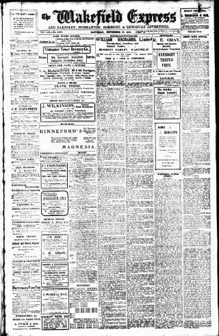 cover page of Wakefield Express published on September 17, 1910