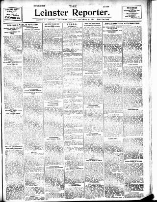 cover page of Leinster Reporter published on September 17, 1921