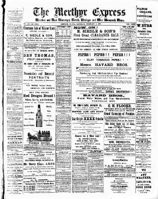 cover page of Merthyr Express published on February 2, 1895