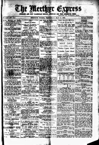 cover page of Merthyr Express published on May 2, 1931