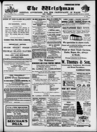 cover page of Welshman published on May 2, 1913