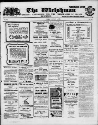 cover page of Welshman published on February 2, 1923