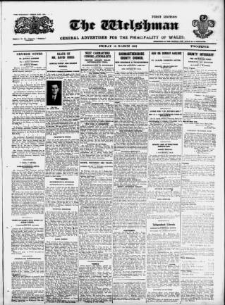 cover page of Welshman published on March 19, 1937