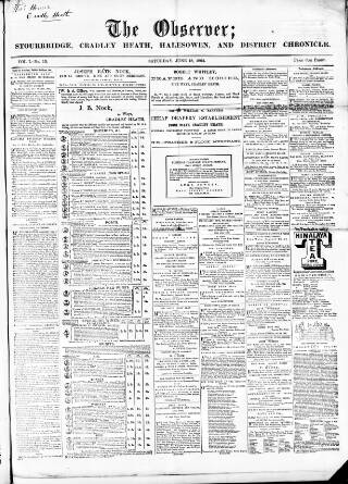 cover page of Cradley Heath & Stourbridge Observer published on June 18, 1864