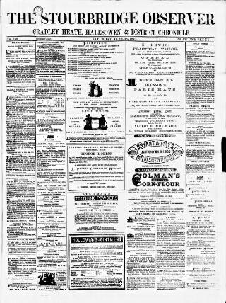 cover page of Cradley Heath & Stourbridge Observer published on June 18, 1870