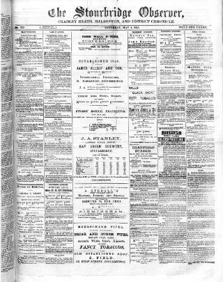 cover page of Cradley Heath & Stourbridge Observer published on May 4, 1878