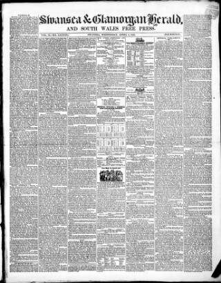 cover page of Swansea and Glamorgan Herald published on April 4, 1849