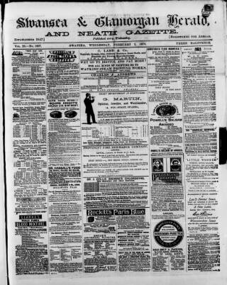 cover page of Swansea and Glamorgan Herald published on February 2, 1876