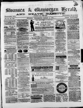 cover page of Swansea and Glamorgan Herald published on August 2, 1876