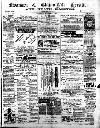 cover page of Swansea and Glamorgan Herald published on November 2, 1887