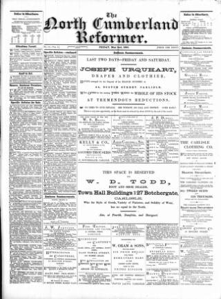 cover page of North Cumberland Reformer published on May 2, 1890