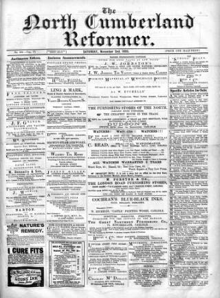 cover page of North Cumberland Reformer published on November 2, 1895