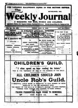 cover page of Weekly Journal (Hartlepool) published on June 18, 1909