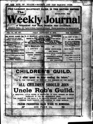 cover page of Weekly Journal (Hartlepool) published on September 17, 1909