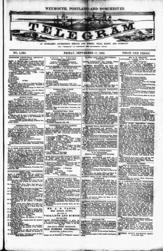 cover page of Weymouth Telegram published on September 17, 1880