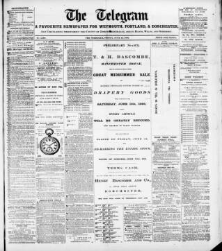 cover page of Weymouth Telegram published on June 18, 1886