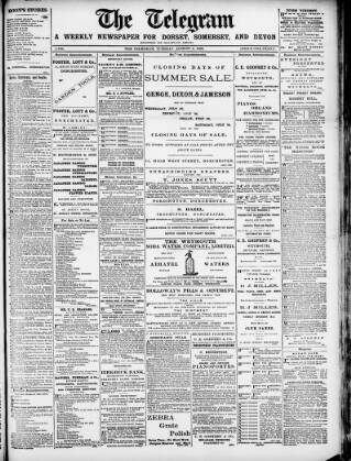 cover page of Weymouth Telegram published on August 2, 1892