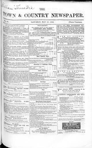 cover page of Charles Knight's Town & Country Newspaper published on May 17, 1856