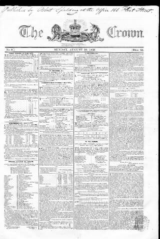 cover page of Crown published on August 19, 1838