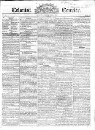 cover page of Colonist and Commercial Weekly Advertiser published on May 2, 1824