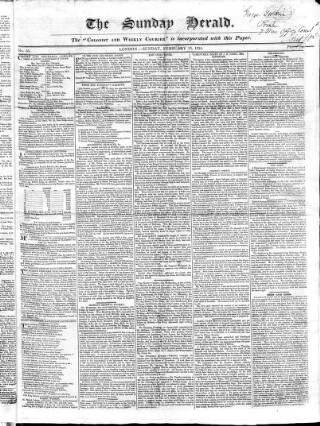 cover page of Colonist and Commercial Weekly Advertiser published on February 13, 1825