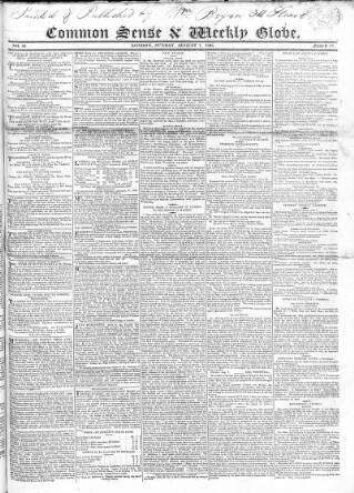 cover page of Common Sense published on August 7, 1825