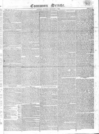 cover page of Common Sense published on February 5, 1826