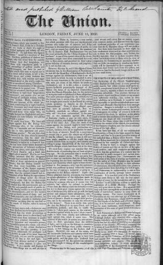 cover page of Union published on June 18, 1858