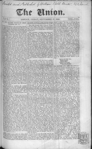 cover page of Union published on September 17, 1858
