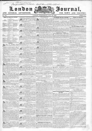 cover page of London Journal and General Advertiser for Town and Country published on May 10, 1837