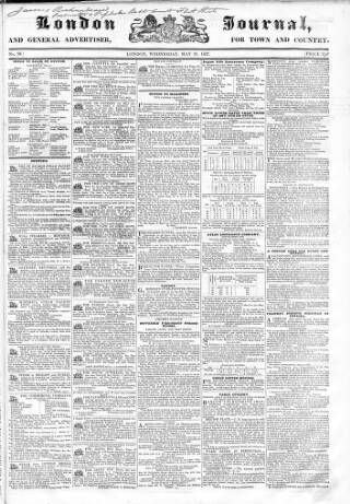 cover page of London Journal and General Advertiser for Town and Country published on May 31, 1837