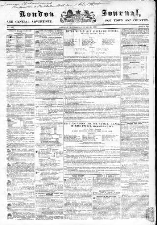 cover page of London Journal and General Advertiser for Town and Country published on June 28, 1837