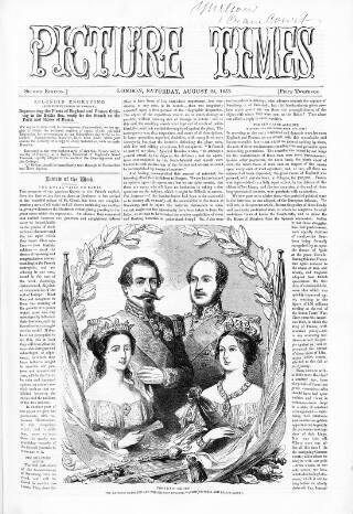 cover page of Picture Times published on August 25, 1855