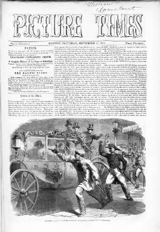 cover page of Picture Times published on September 15, 1855