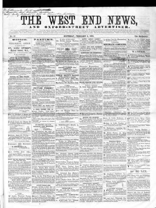 cover page of West End News published on February 4, 1860