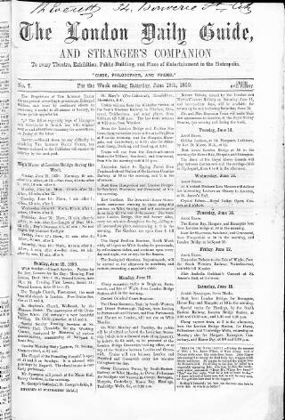 cover page of London Daily Guide and Stranger's Companion published on June 18, 1859
