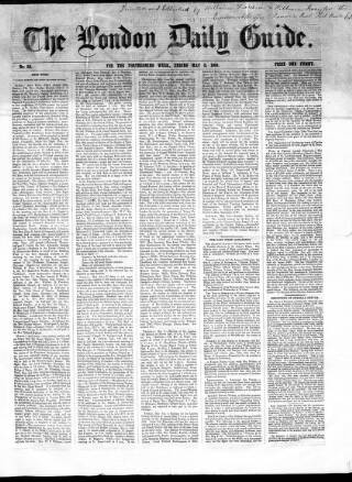 cover page of London Daily Guide and Stranger's Companion published on May 5, 1860