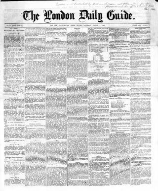 cover page of London Daily Guide and Stranger's Companion published on August 4, 1860
